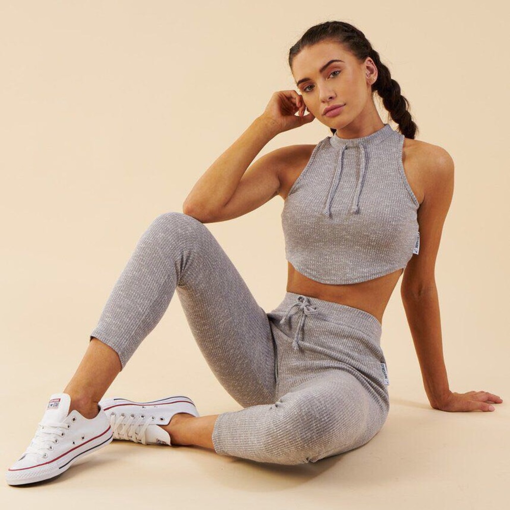 Women’s S Gymshark Grey Crop Top Loungewear Set